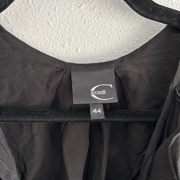 Just Cavalli 100% Silk Black Ruffle Sleeve and Neckline Blouse - Picture 2 of 8
